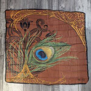 Nicole Richie, Peacock Feather Beautiful Print Square Scarf Shawl